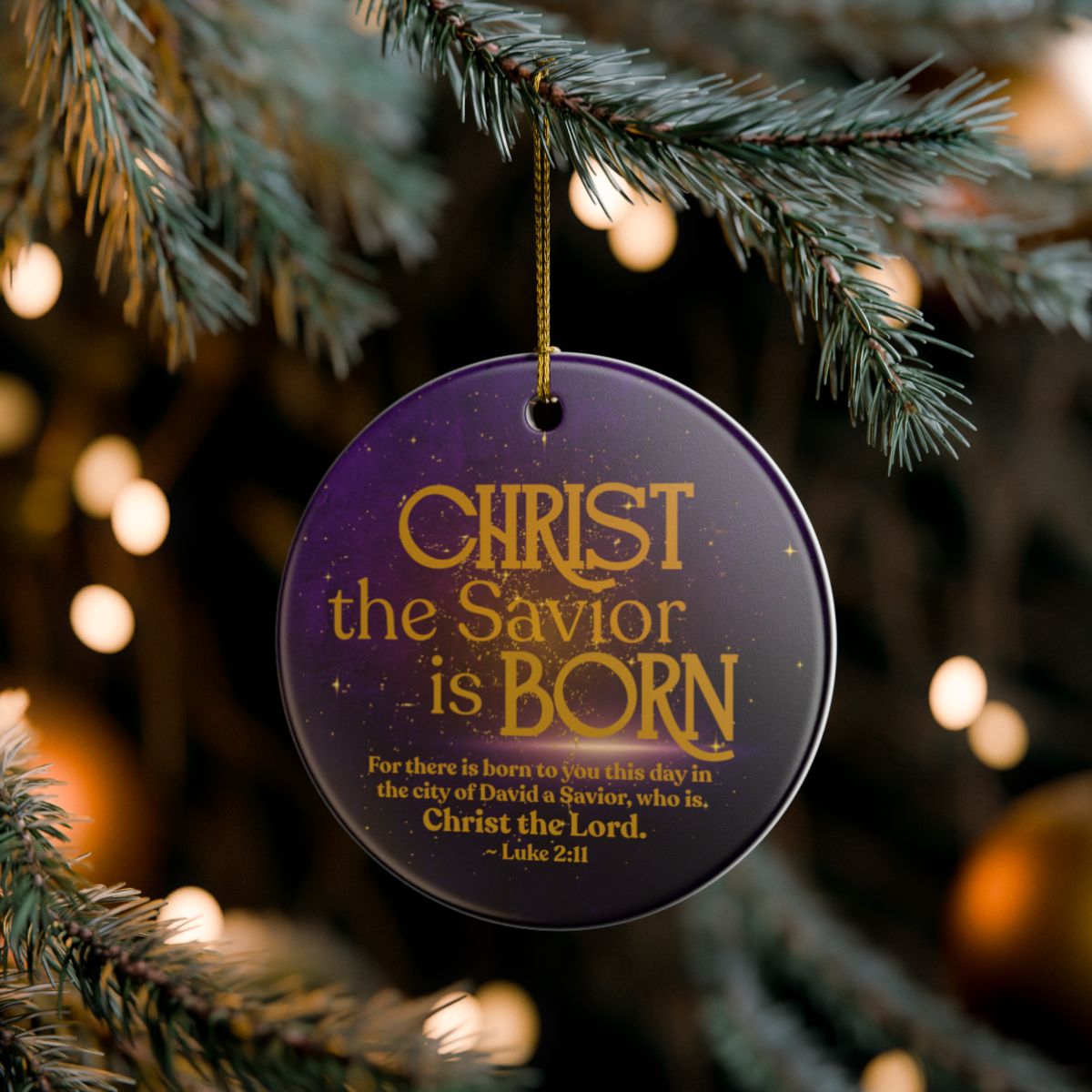 Christ the Savior Christmas Ornament -Purple