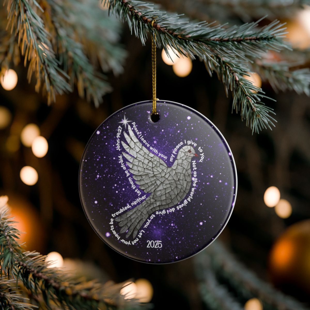 Mosaic Peace Dove Christmas 2025 Keepsake Ornament