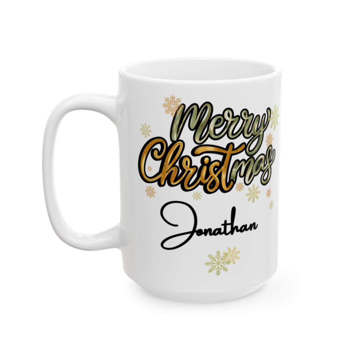 Merry Christmas Personalized Coffee Mug - Snowflakes