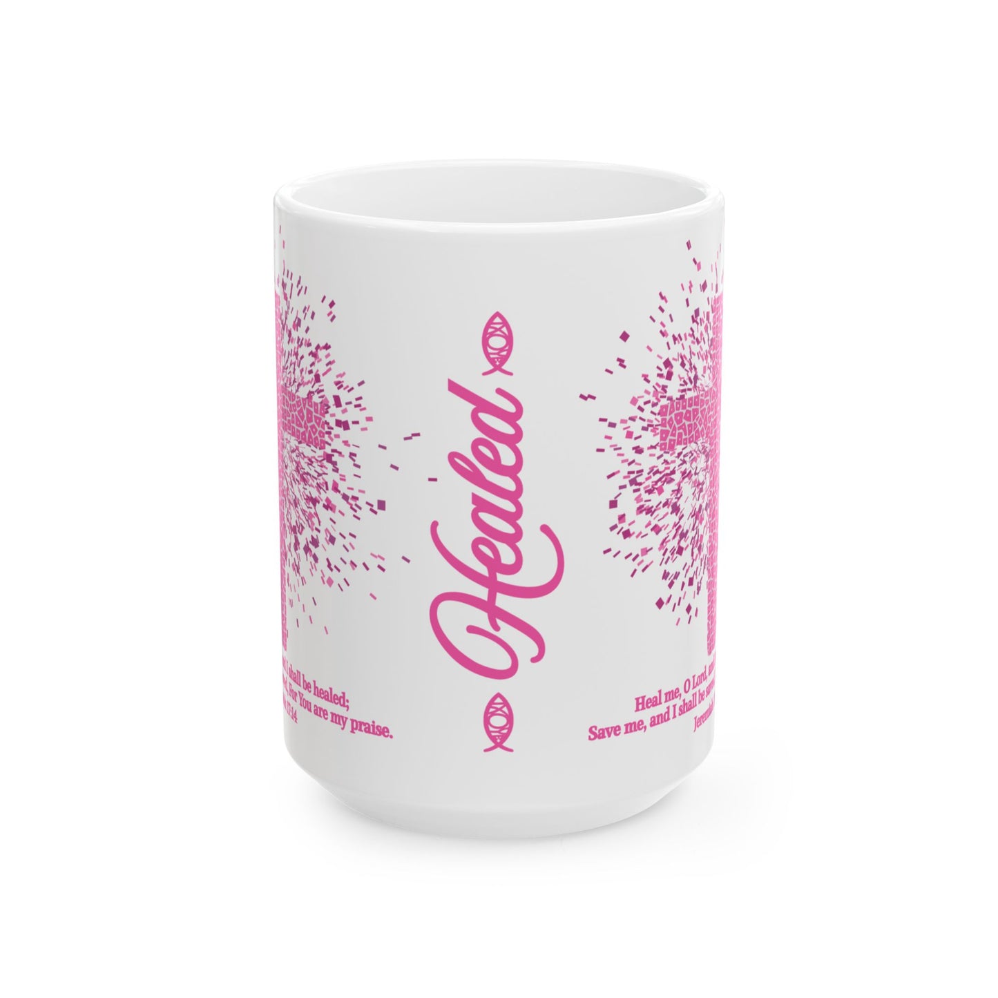 Pink Mosaic Cross Bible Verse Mug