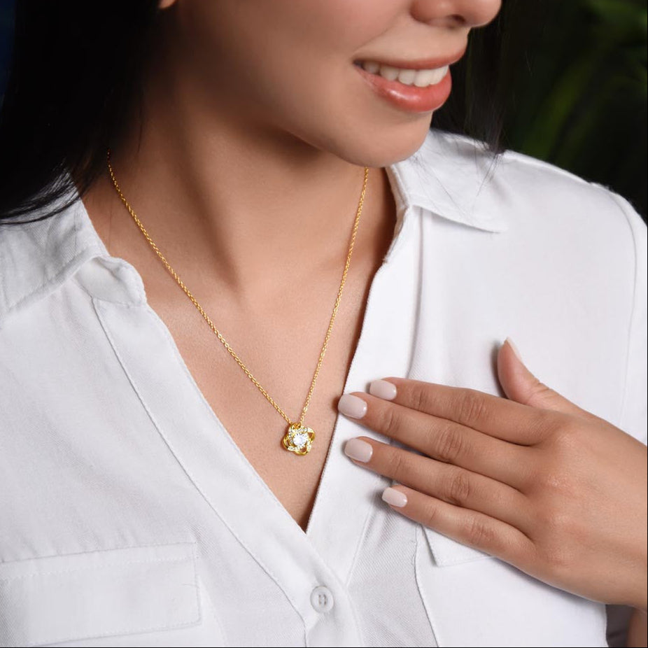 Personalized Card To Daughter With Love Knot Necklace - Time Flew By