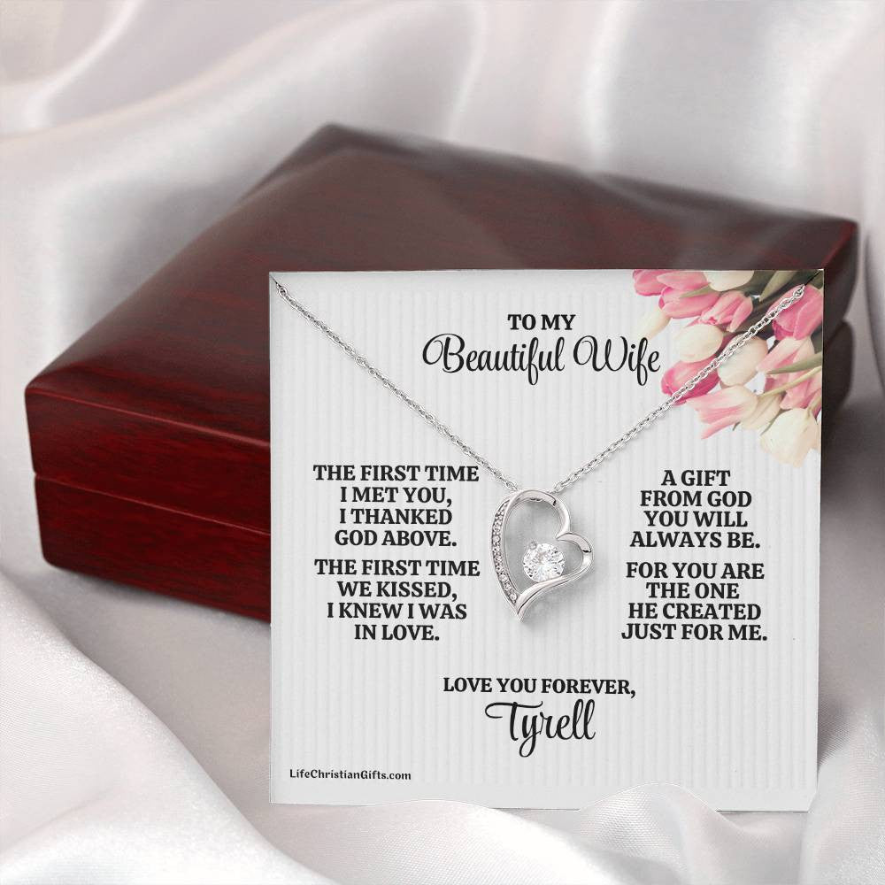 To Wife Message Card And Forever Love Necklace - The First Time