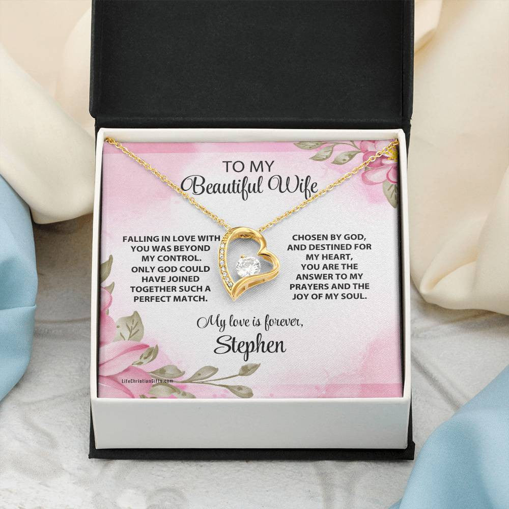 Christian Wife Message Card With Forever Love Necklace - Perfect Match