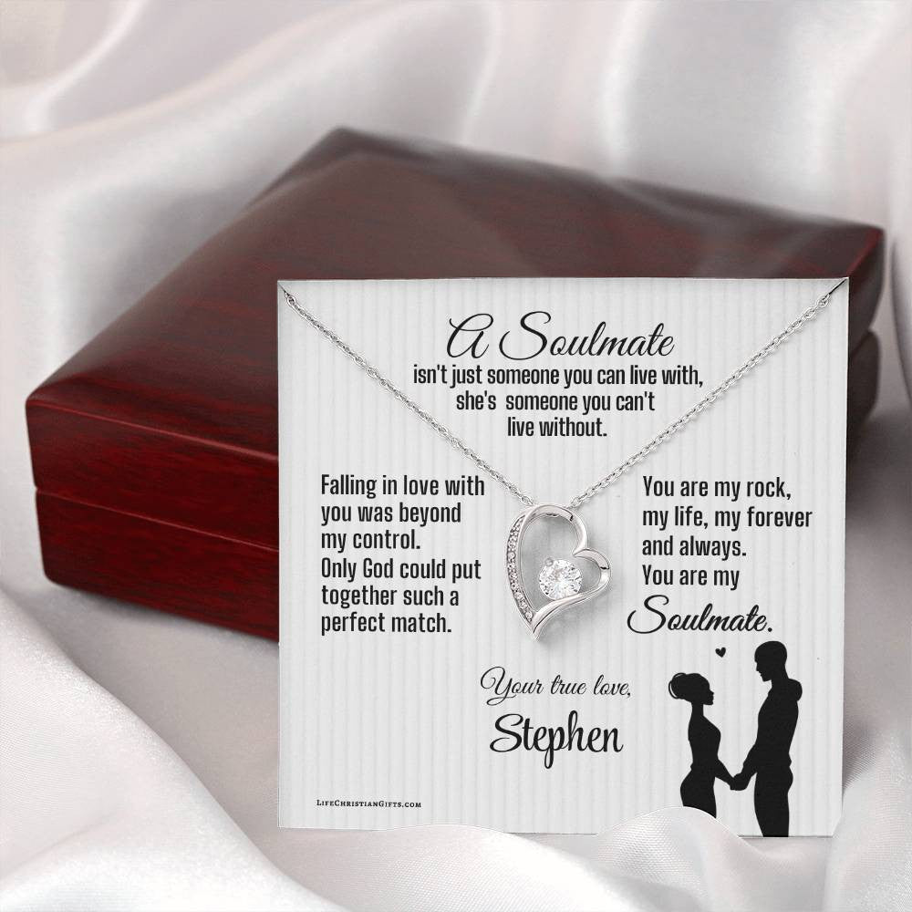 Soulmate Message Card With Forever Love Necklace - Can't Live Without