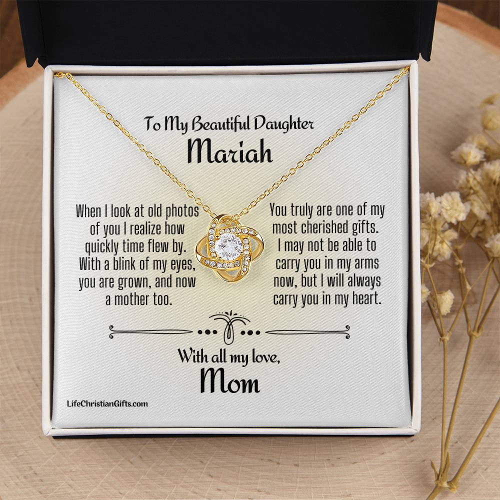 Personalized Card To Daughter With Love Knot Necklace - Time Flew By