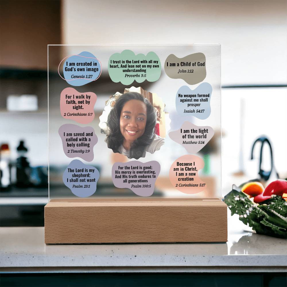 Christian Bible Verse Affirmations Desk Plaque - Personalized Acrylic Photo Plaque