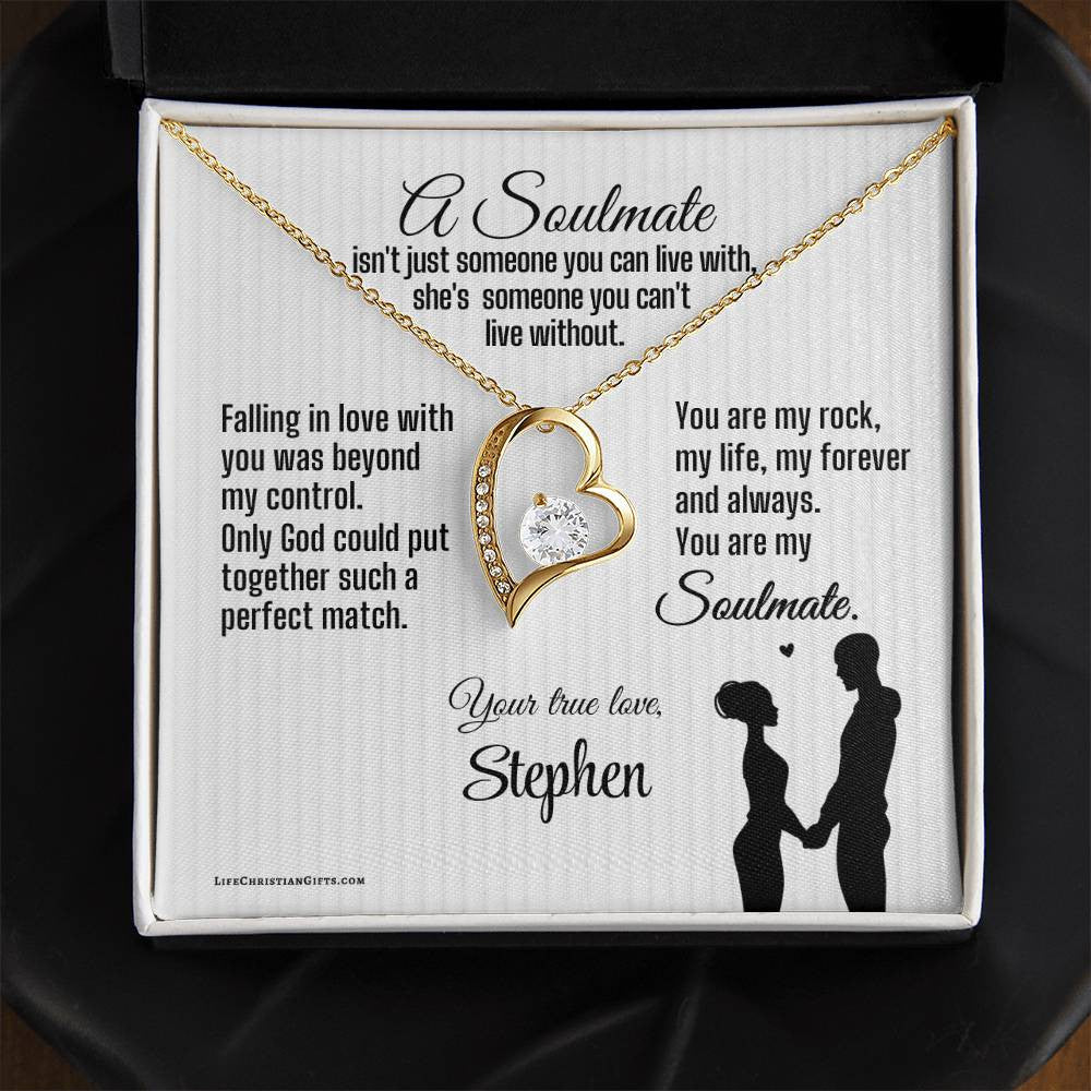 Soulmate Message Card With Forever Love Necklace - Can't Live Without