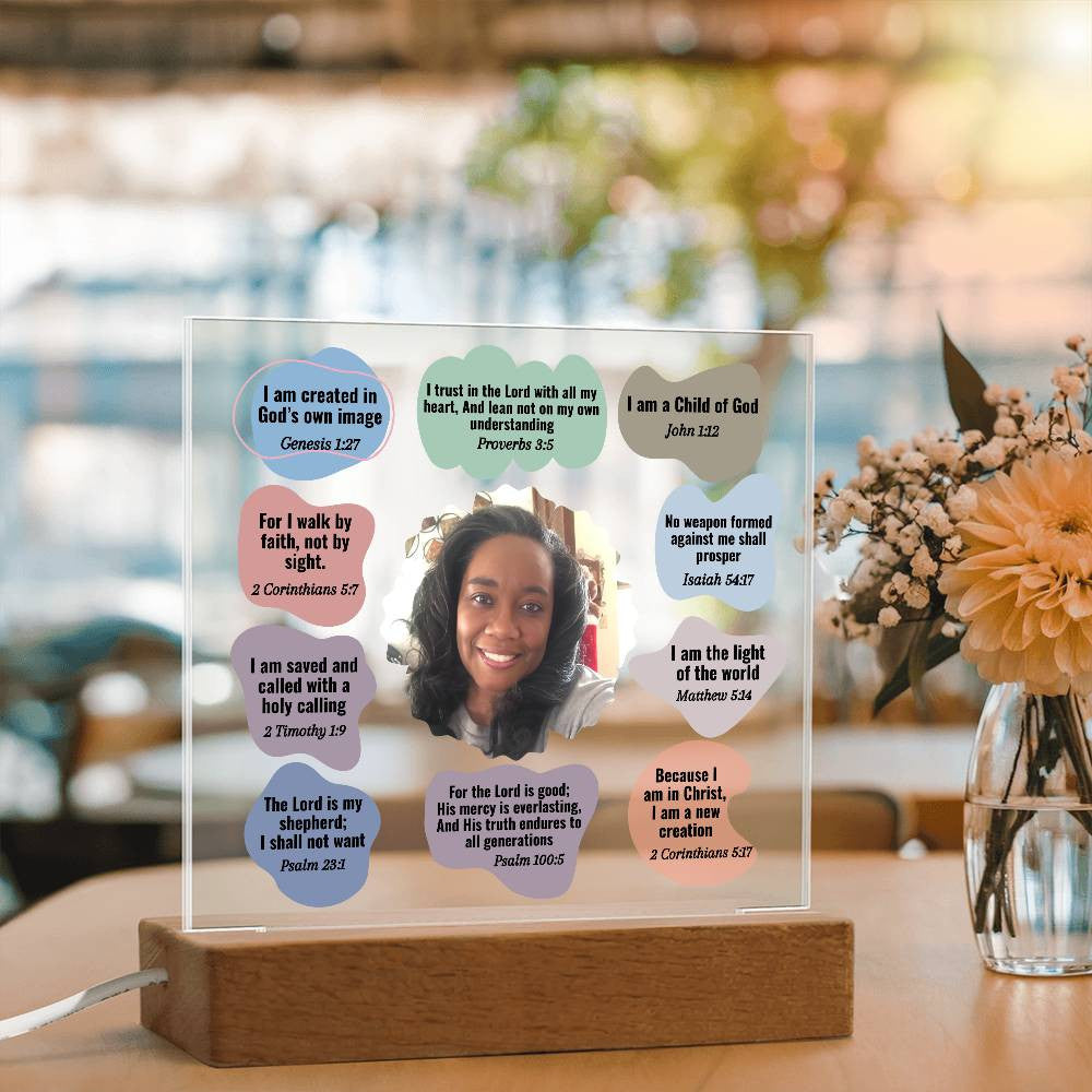 Christian Bible Verse Affirmations Desk Plaque - Personalized Acrylic Photo Plaque