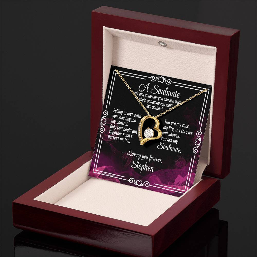 Soulmate Love Message Card With Forever Love Necklace - Can't Live Without