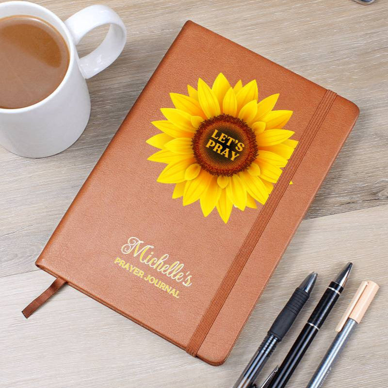 Personalized Women's Prayer Journal With Sunflower Gift