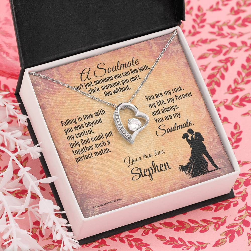 Soulmate Fiancée Christian Message Card With Forever Love Necklace - Can't Live Without