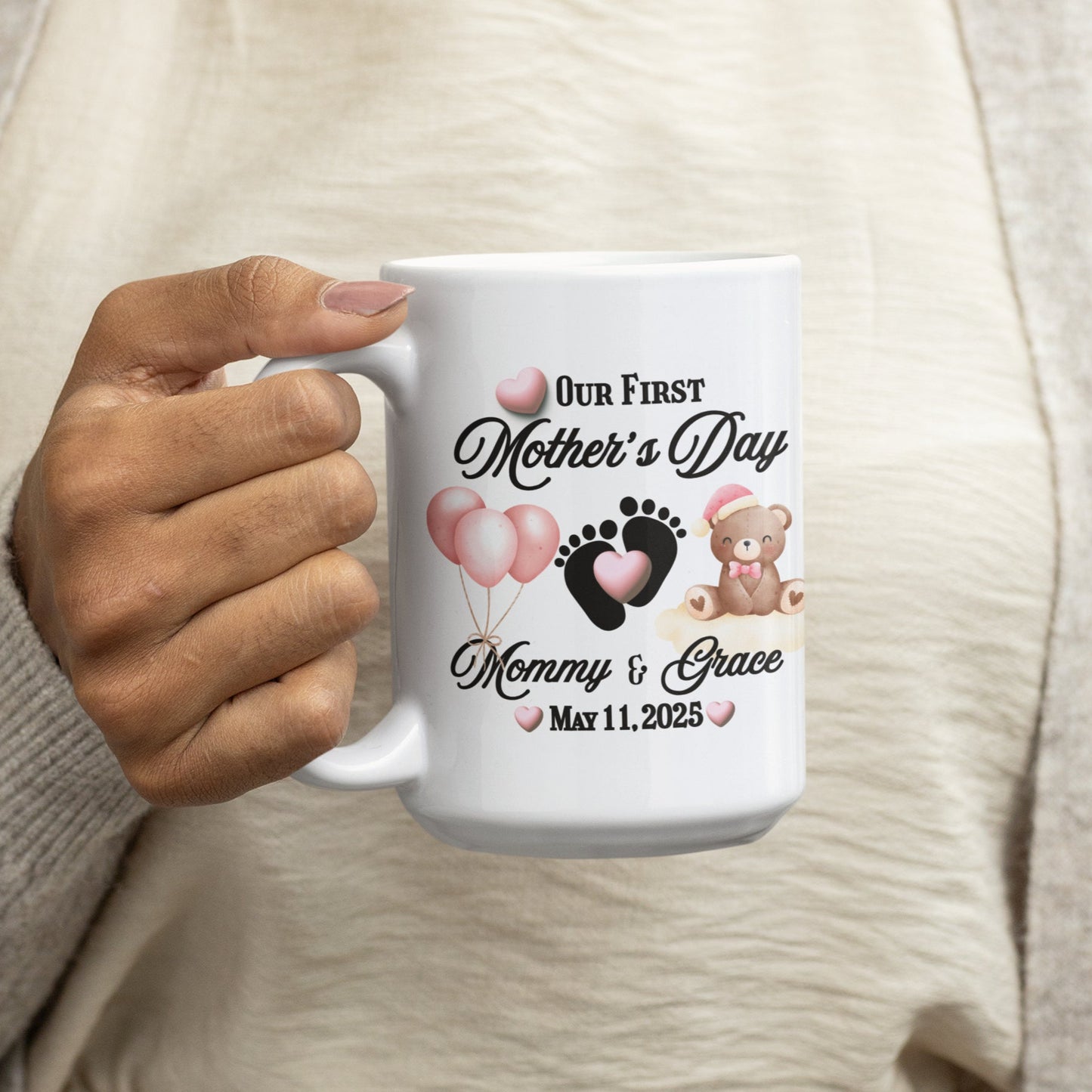 Personalized First-Time Mother's Day Baby Girl Mom Mug