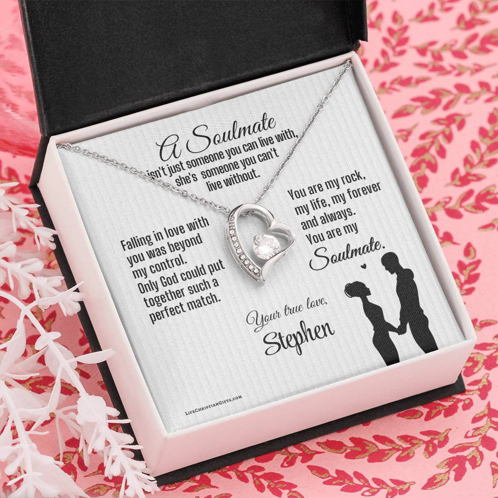 Soulmate Message Card With Forever Love Necklace - Can't Live Without