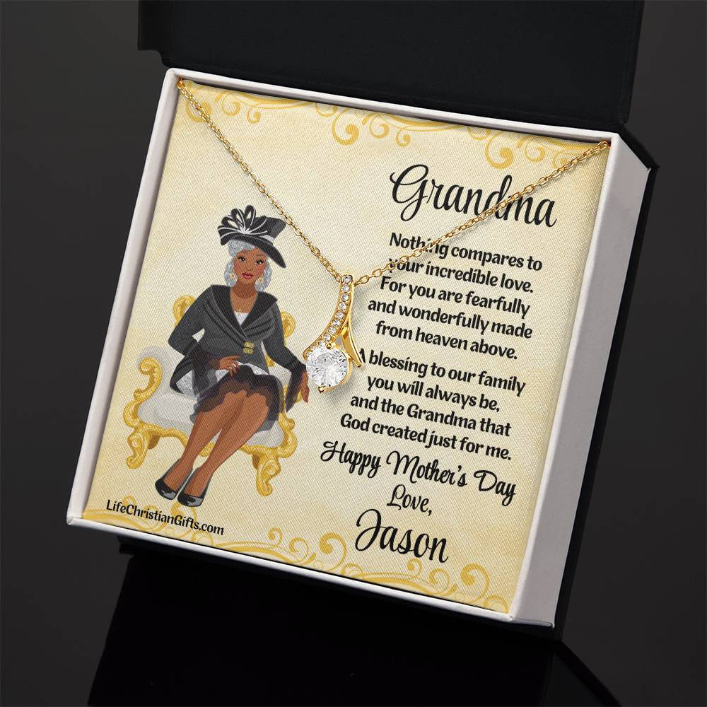 African American Mother's Day Grandma Card And Necklace - Wonderfully Made