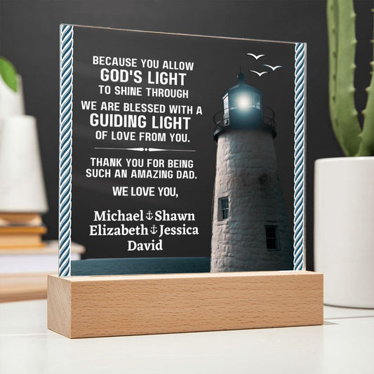 Personalized Acrylic Desk Plaque For Christian Dad - Lighthouse