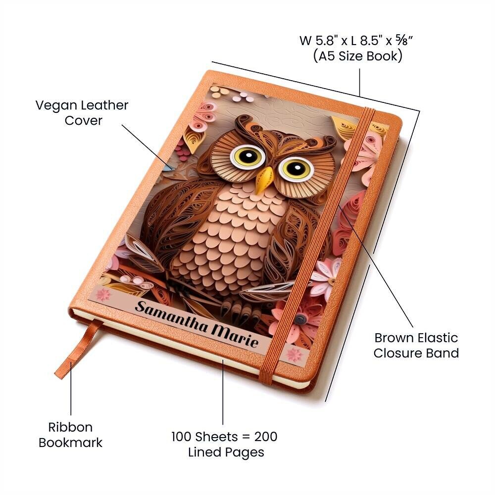 Personalized Vegan Prayer Journal - 3D Brown Owl