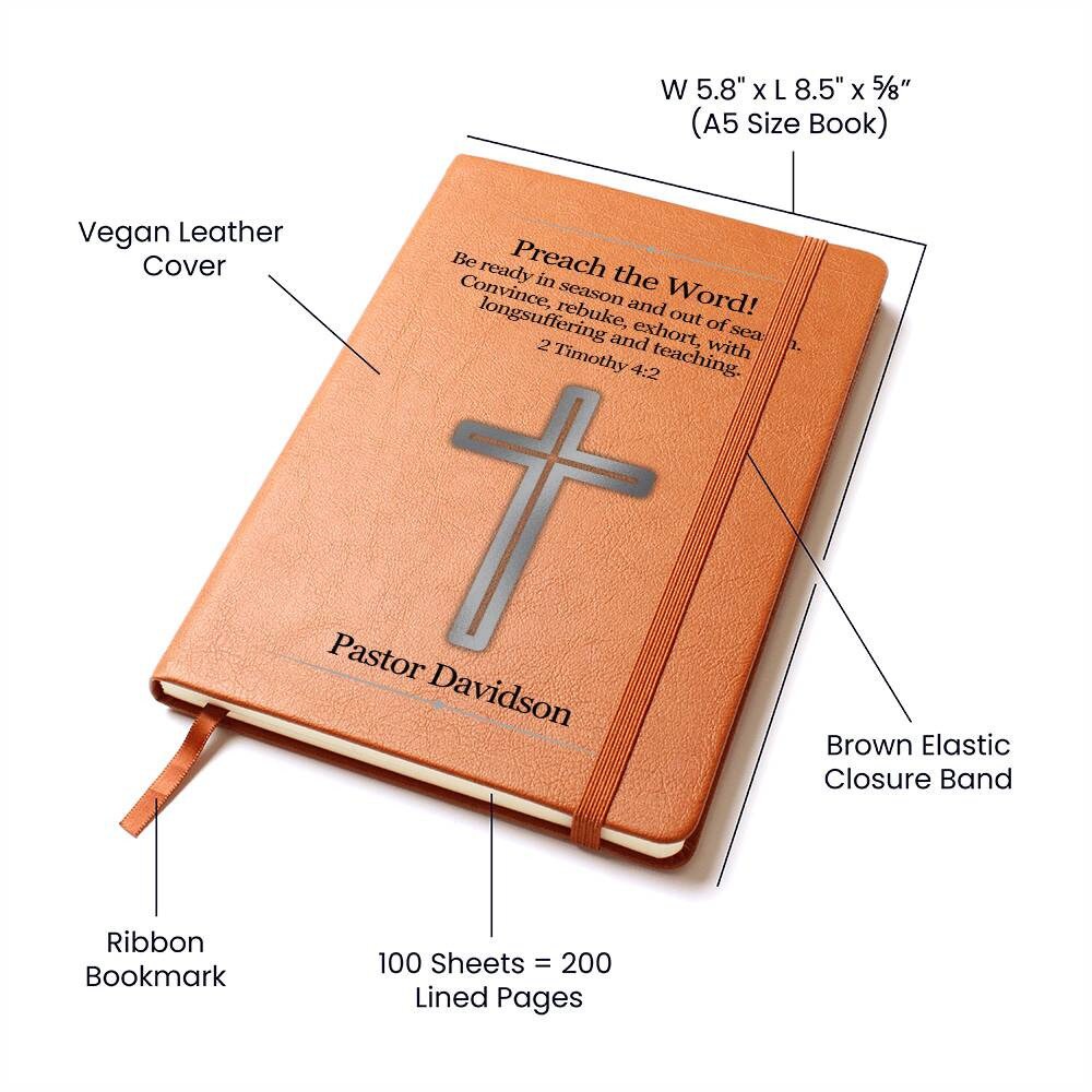 Personalized Pastor Gift Sermon Writing Journal - Preach The Word