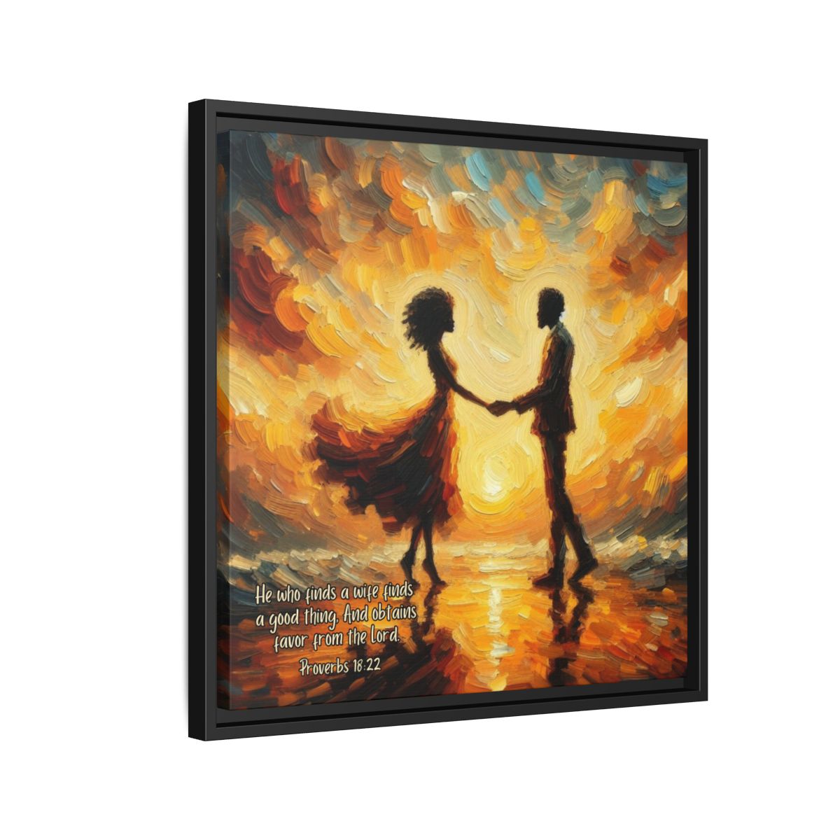 African American Couple Framed Canvas Art