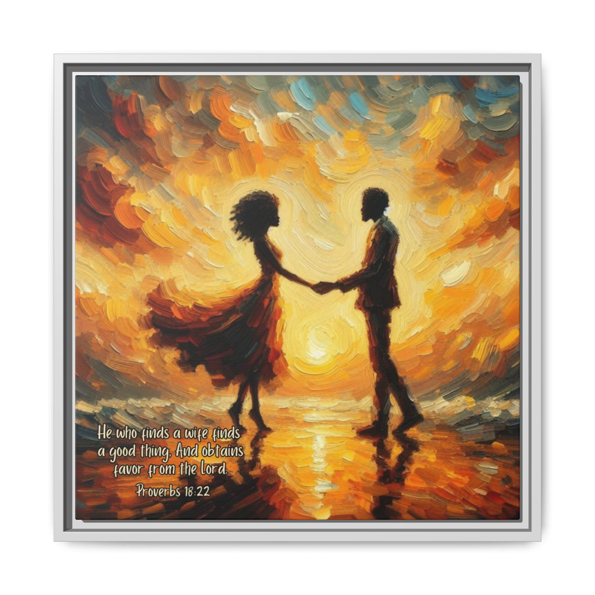 African American Couple Framed Canvas Art