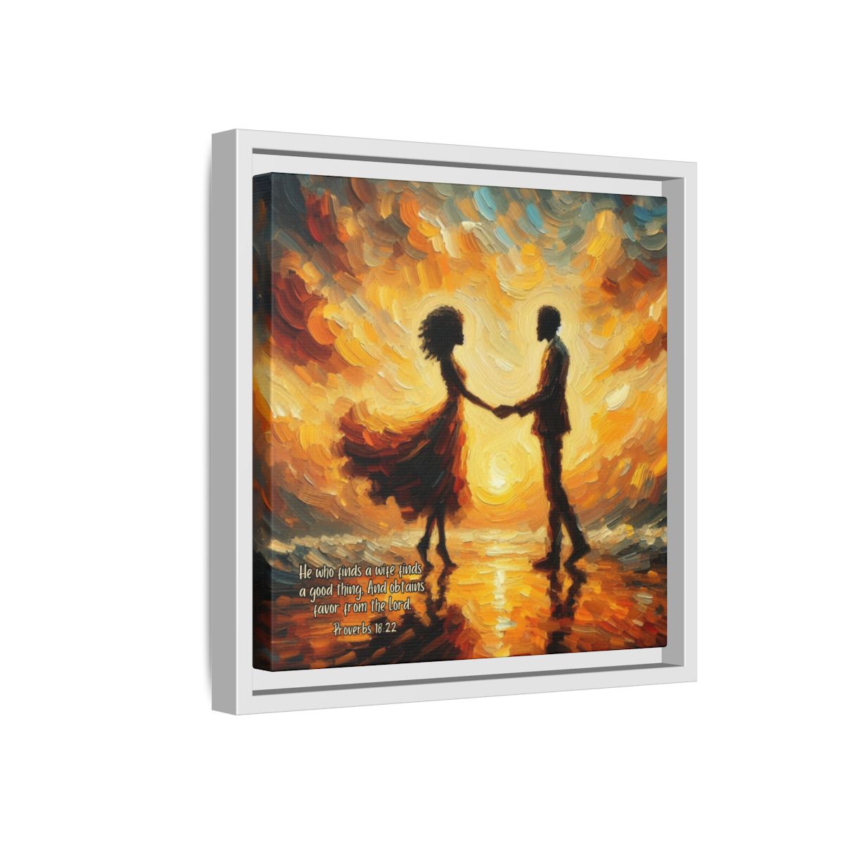 African American Couple Framed Canvas Art