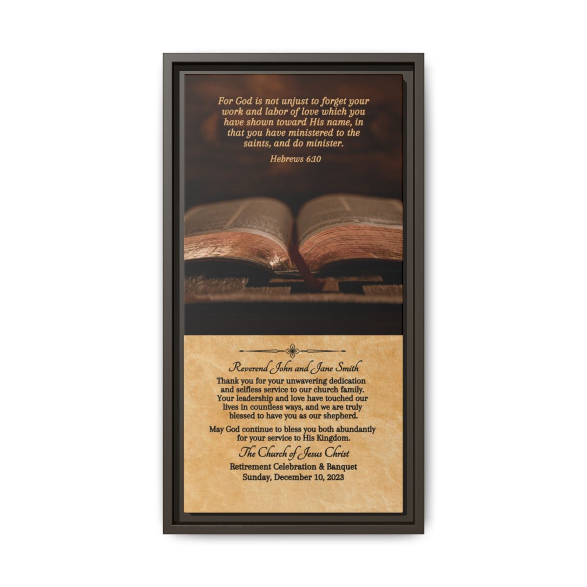 Pastor And Wife Retirement Appreciation Framed Wall Decor