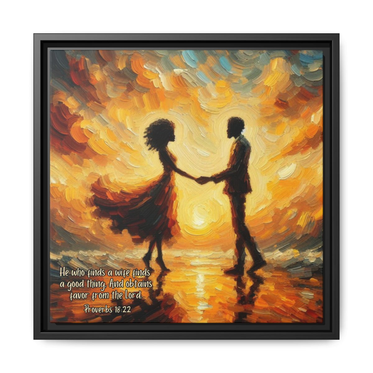 African American Couple Framed Canvas Art