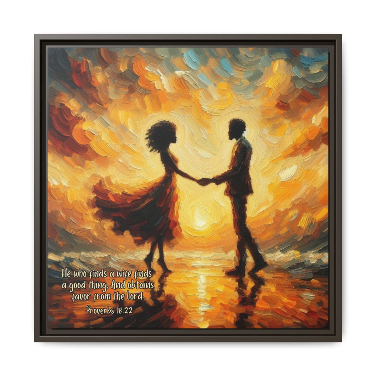 African American Couple Framed Canvas Art