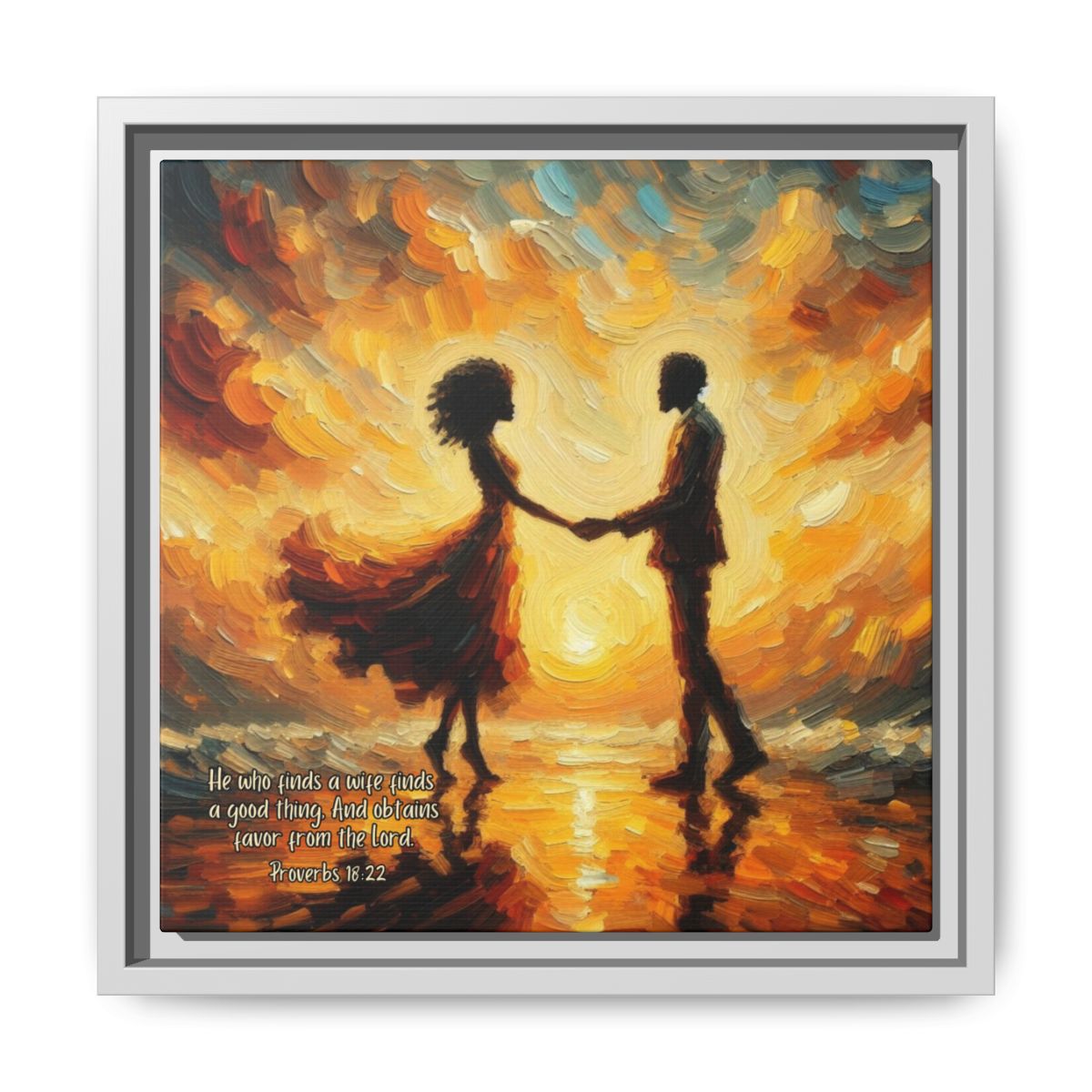 African American Couple Framed Canvas Art