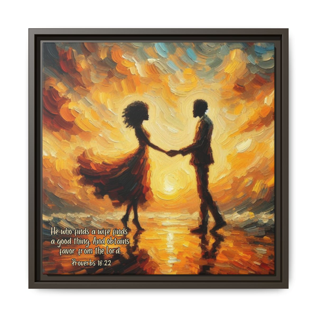 African American Couple Framed Canvas Art