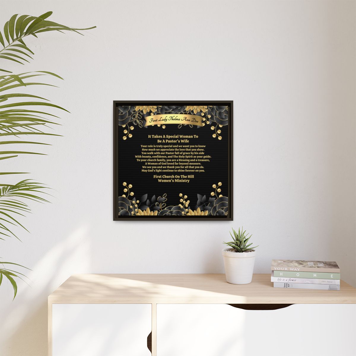 Personalized Pastor's Wife Appreciation Framed Canvas Wall Art