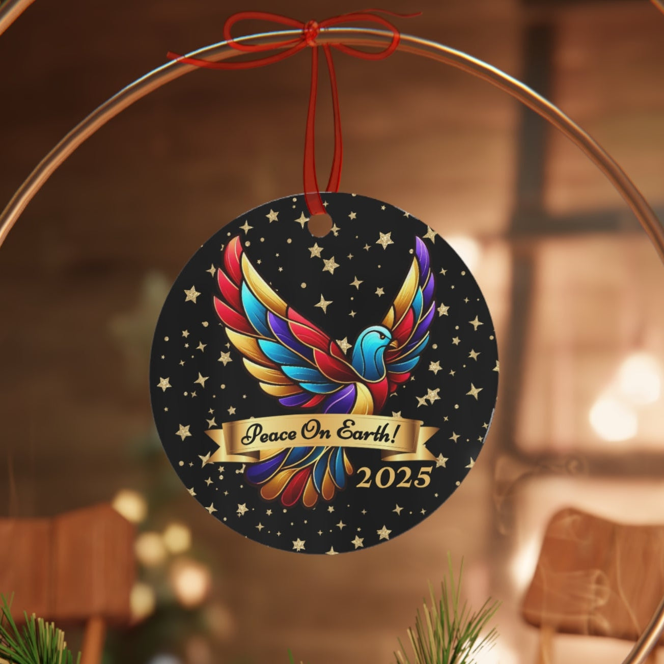 2025 Christmas Dove Metal Ornament – Peace on Earth