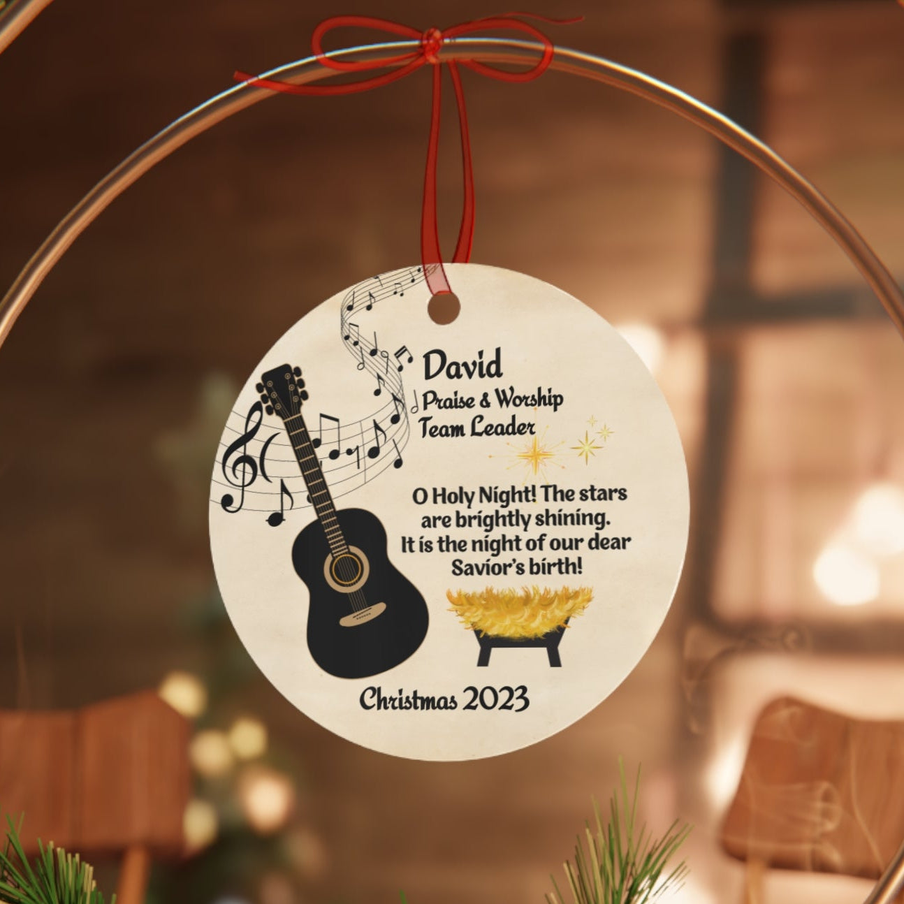 Praise and Worship Team Metal Christmas Ornament