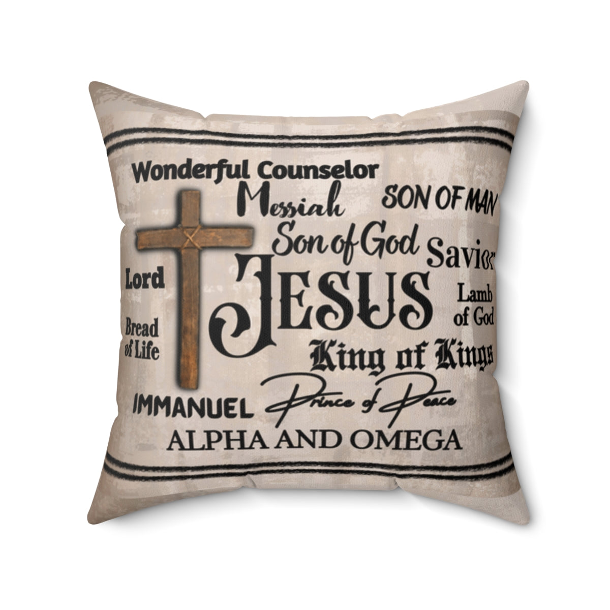 Names of Jesus Throw Pillow Christian House Warming Gift