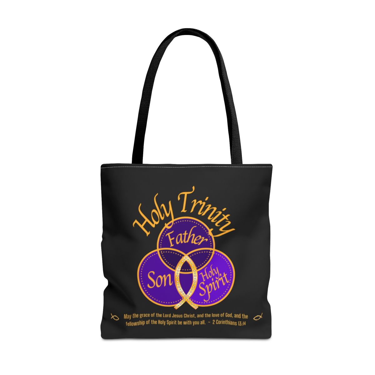 Holy Trinity Tote Bag Christian Life Inspirational Black Handbag