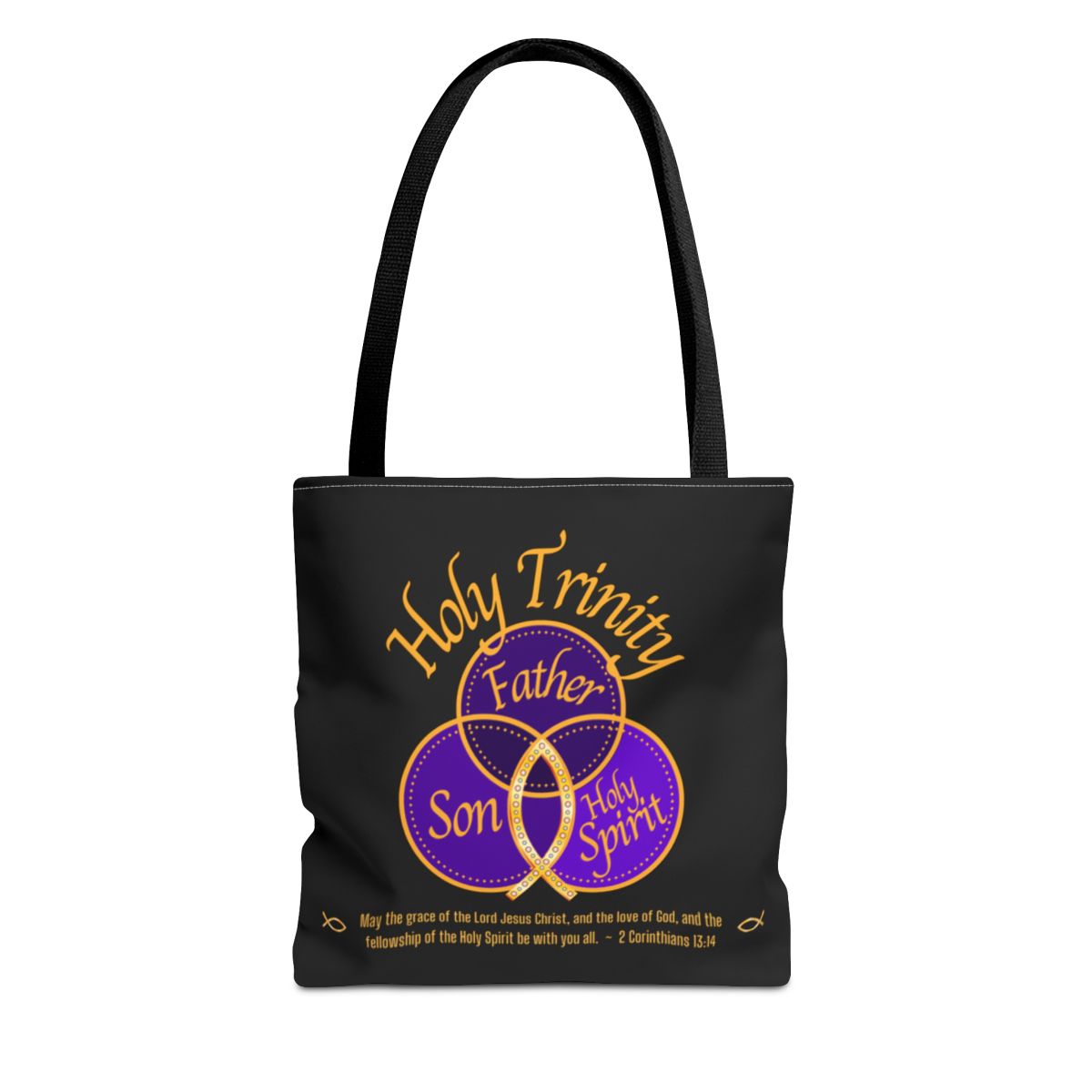 Holy Trinity Tote Bag Christian Life Inspirational Black Handbag