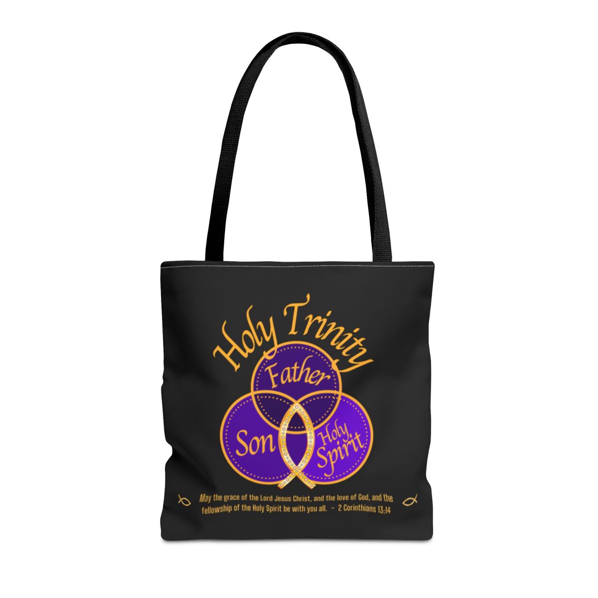 Holy Trinity Tote Bag Christian Life Inspirational Black Handbag