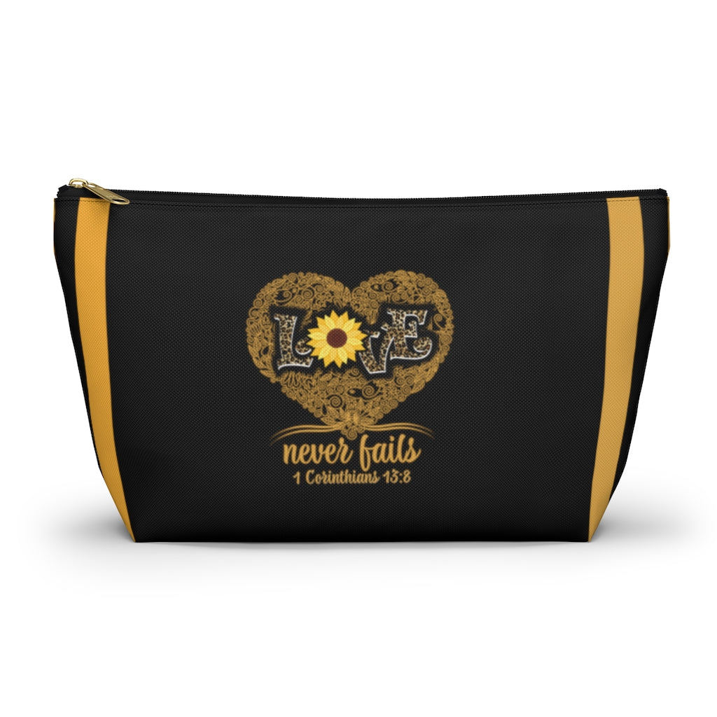 Love Never Fails Leopard Print With Sunflower Cosmetic Accessories Pouch