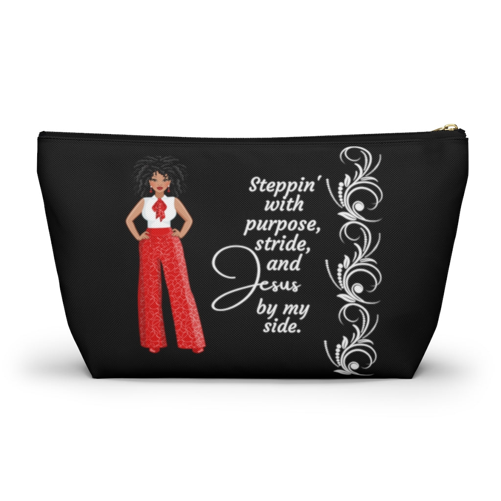 Steppin' With Purpose, Stride And Jesus Accessory Pouch and Cosmetic Bag