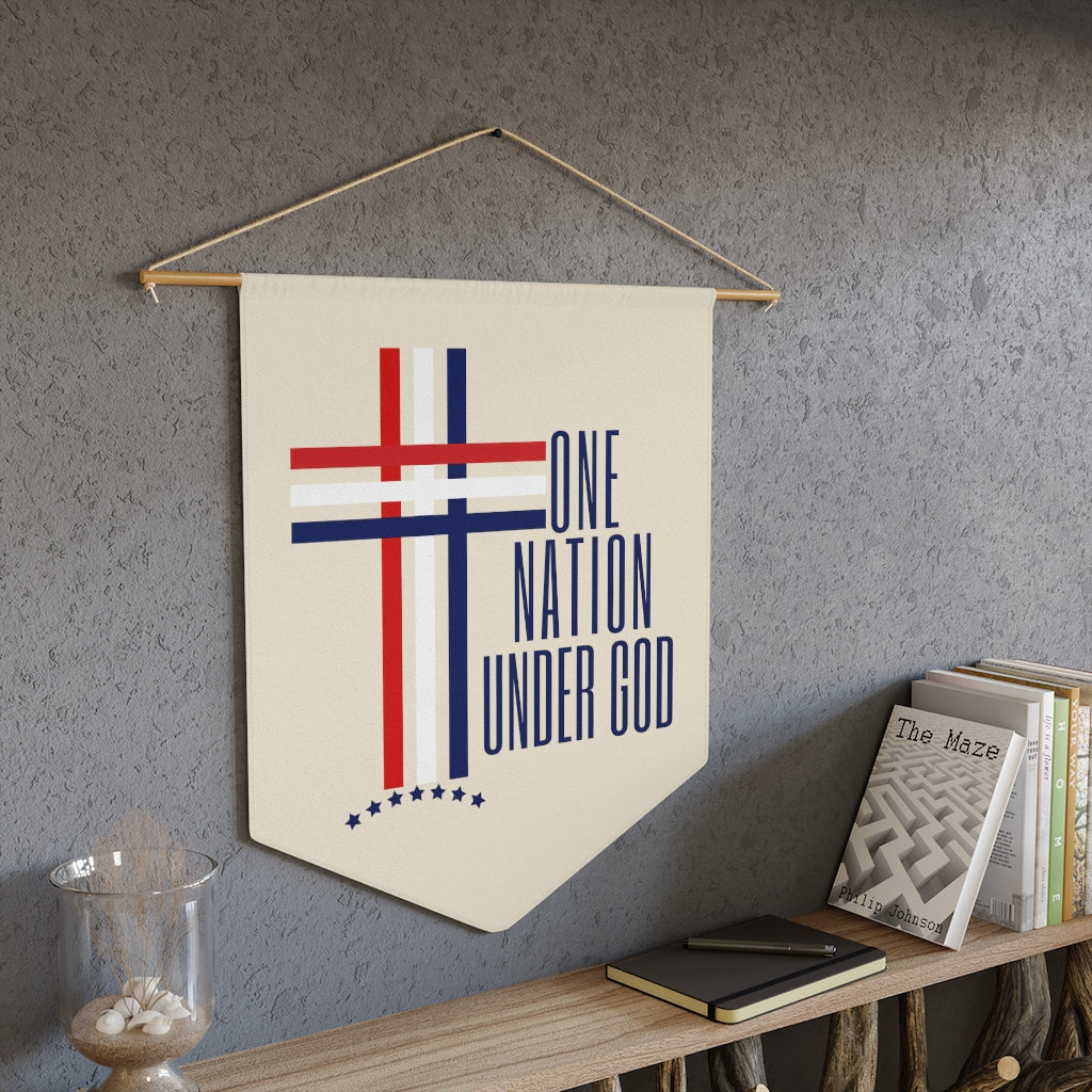 One Nation Under God Christian Inspired Pennant Wall Decorative