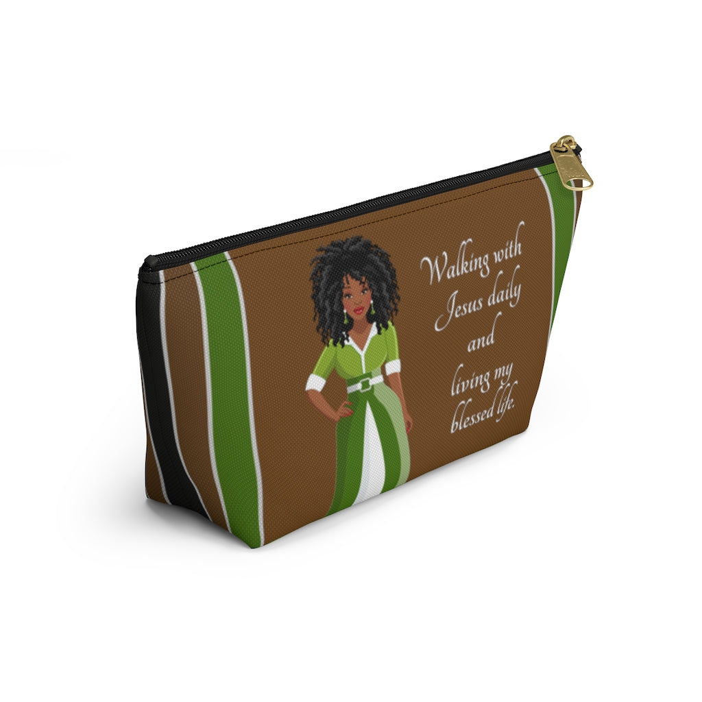 Walking With Jesus Daily - Living Blessed Life Accessory Pouch - African American