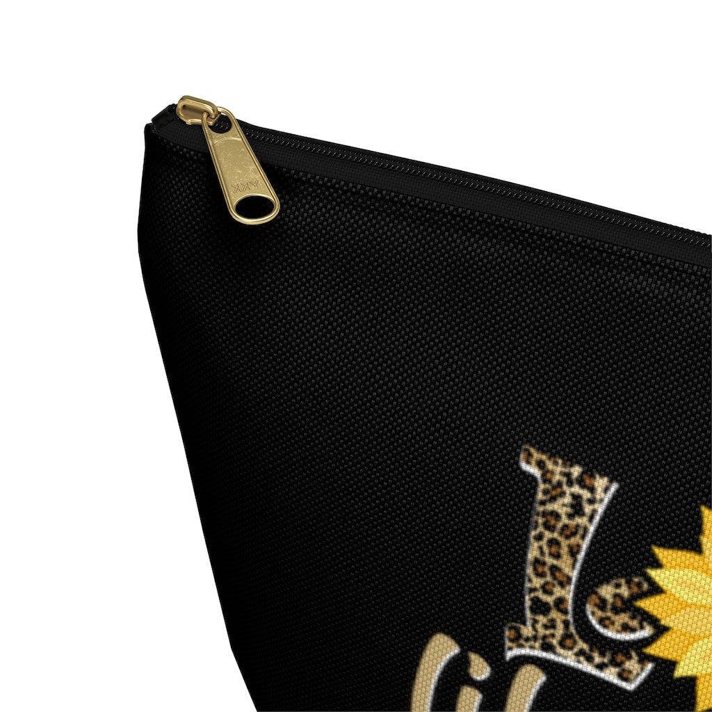 Love Like Jesus Leopard Print With Sunflower Cosmetic Zipper Pouch