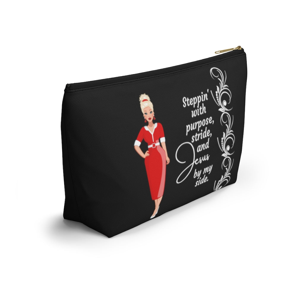 Steppin' With Purpose, Stride And Jesus Cosmetic Pouch or Accessory Bag