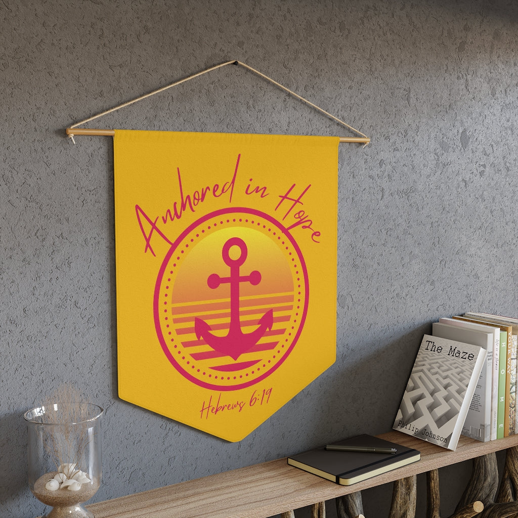 Anchored In Hope Bible Verse Hebrews 6:19 Christian Inspired Pennant Wall Decor