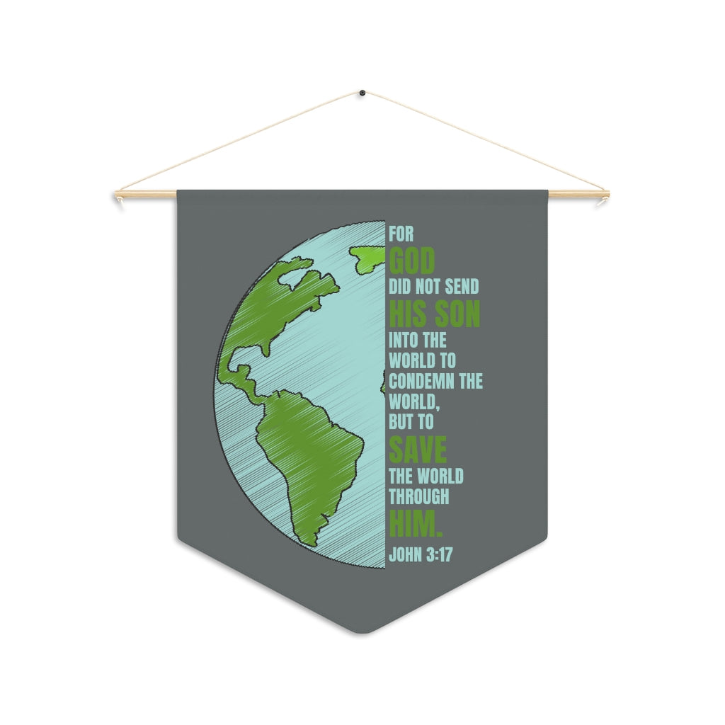 Bible Verse John 3:17 Christian Inspired Pennant Wall Decorative