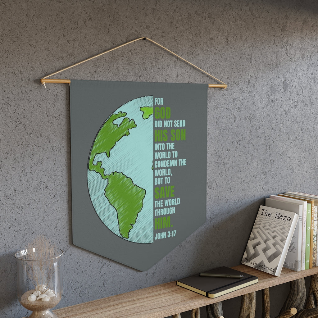 Bible Verse John 3:17 Christian Inspired Pennant Wall Decorative