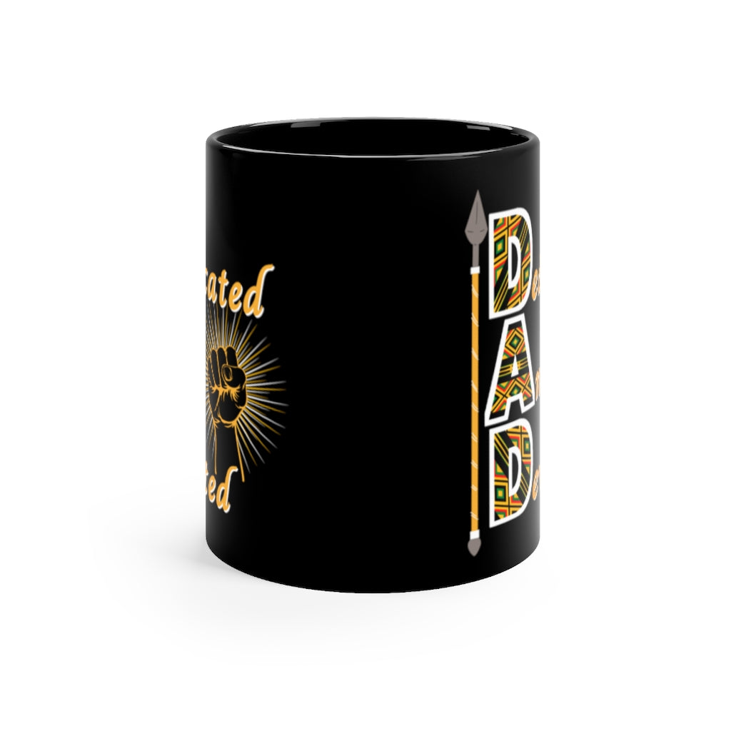 Kente Style Dedicated and Devoted Dad Acronym Mug, Black Coffee Cup For Father's Day
