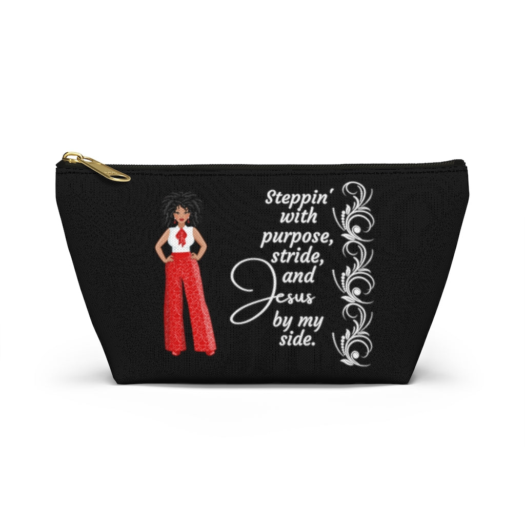Steppin' With Purpose, Stride And Jesus Accessory Pouch and Cosmetic Bag