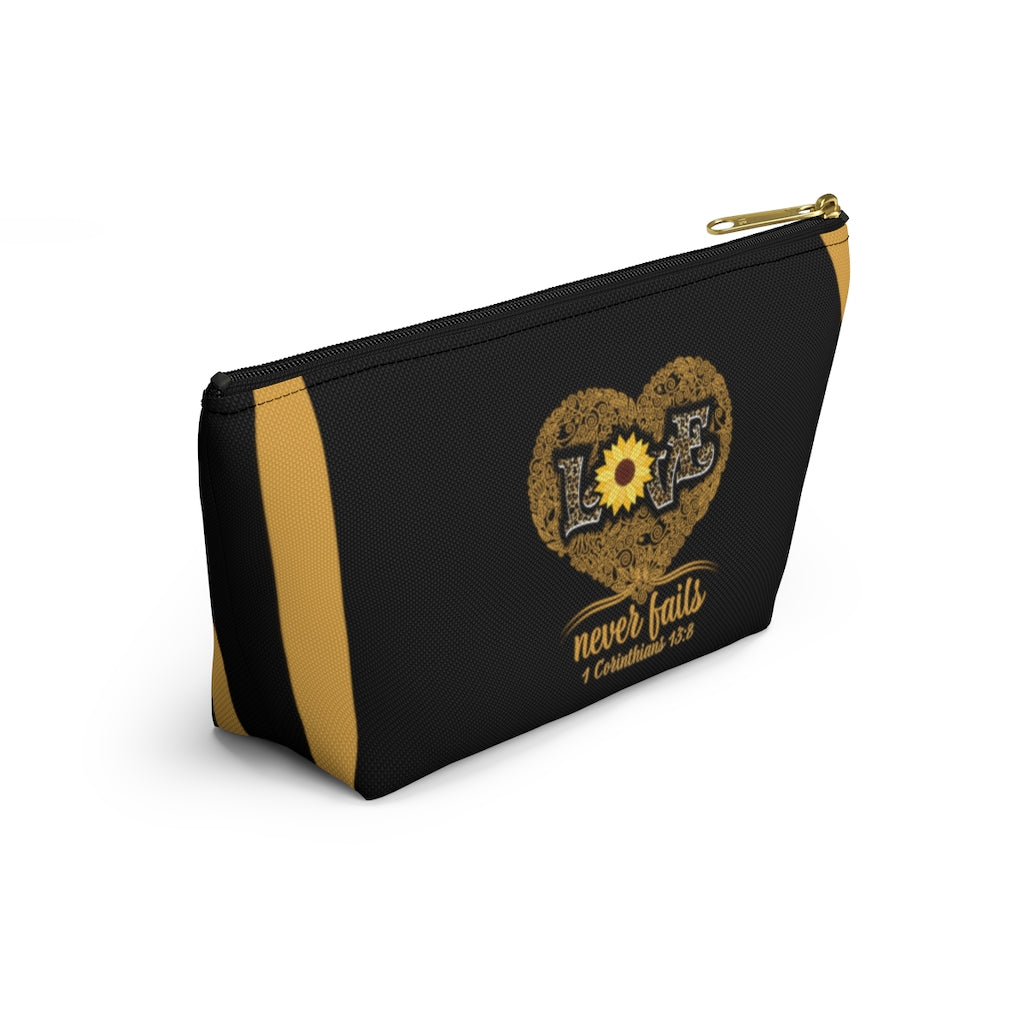 Love Never Fails Leopard Print With Sunflower Cosmetic Accessories Pouch