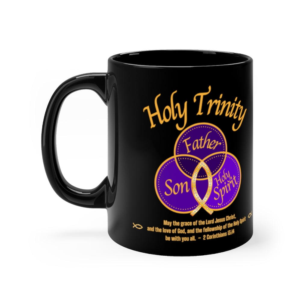 Holy Trinity Christian Gift Mug, Black Coffee Cup With ICHTHUS