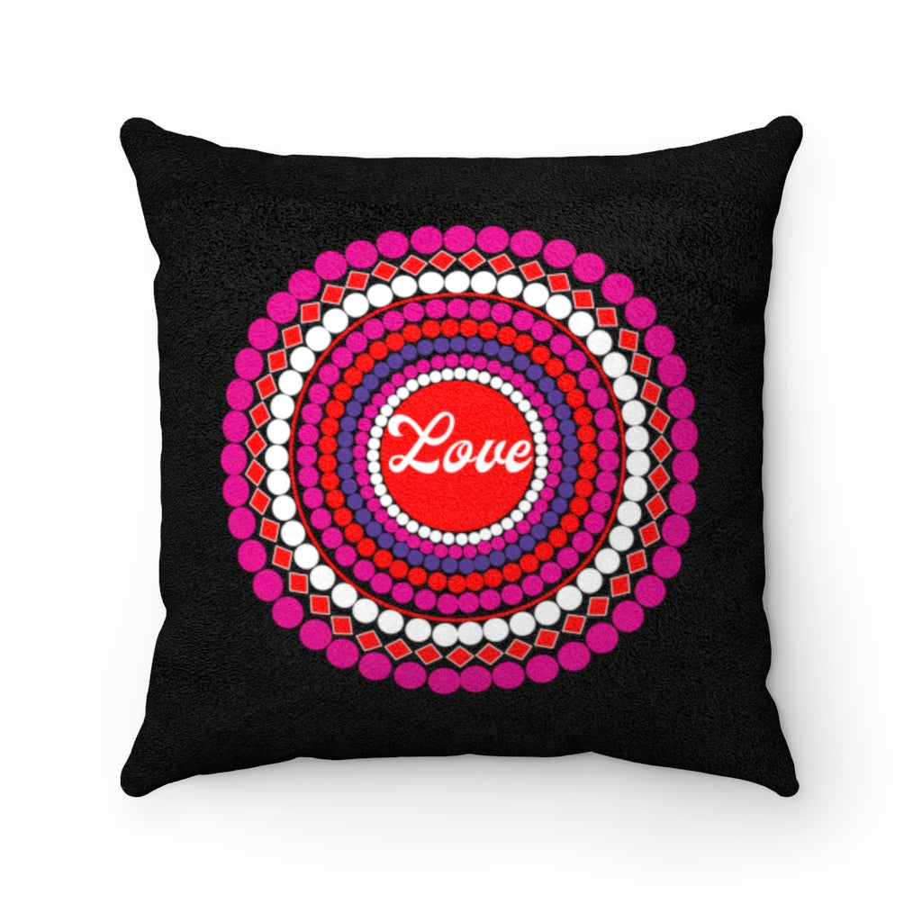 Love Dots Faux Suede Square Pillow